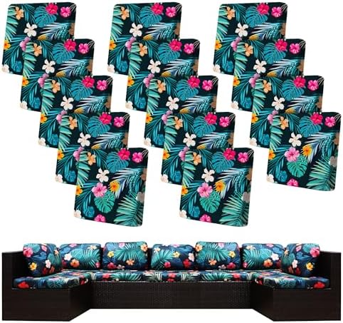 14 Pcs Outdoor Cushion Covers, Patio Sofa Cushion Covers Replacement by BIETYONE
