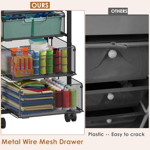 Rolling Storage Cart with 6 Drawers, Craft Cart with Lockable Wheels - Image 5