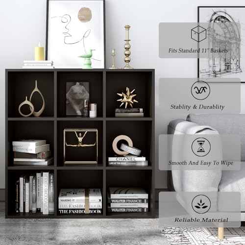 OSCHF 9-Cube Storage Shelf Bookcase, Black - Image 4
