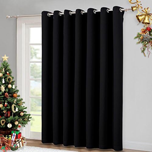 NICETOWN Large Room Separating Divider, Room Divider Curtain Screen Partition, Function Thermal Blackout Noise Reducing Curtain, Sliding Door Insulated Curtain, Black, 12.5ft Wide x 9ft Long - Image 6