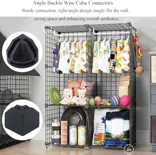 10Pcs Wire Cube Connectors, Black Wire Cube Storage Connectors Corner Wire Grid Cube Shelf Plastic Connectors Clips for Wire Cube Storage Shelving Unit and Modular Closet Organizer, SATONBEYI - Image 5