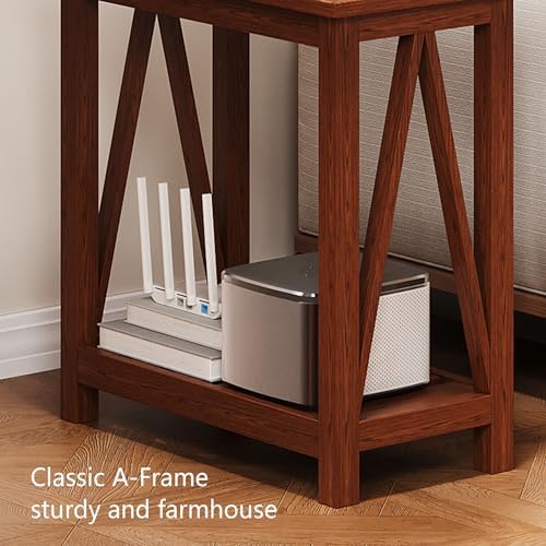 ChooChoo Farmhouse End Table, Narrow Side Table with Shelf - Image 6
