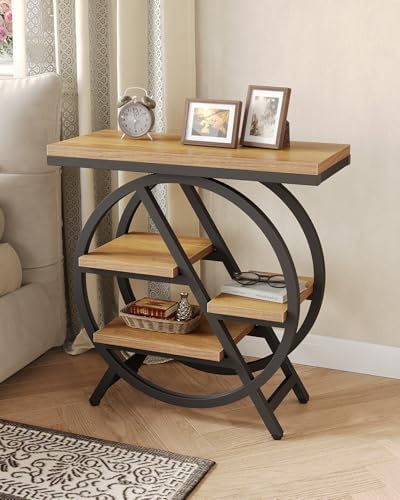 LITTLE TREE End Table, Set of 2 Narrow Side Table with 4-Tier Large Storage Space, Modern Bedside Table for Living Room, Home Office, Bedroom, Natural - Image 7