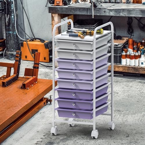 Simple Houseware 8 Drawers Rolling Utility Cart Art Craft Storage, Purple - Image 5