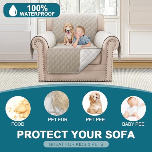 Turquoize 100% Waterproof Chair Covers Couch Covers for Dogs, Chair 23" - Image 2