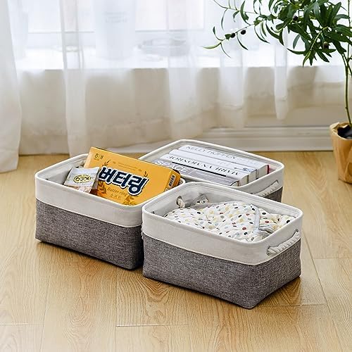TheWarmHome Organization and Storage Basket for Shelves - 1 Pack 14x10x6.7 inch Collapsible Storage Bins, Fabric Storage Cubes for Closet Organizer Toy Gift Cloth (White & Grey) - Image 5