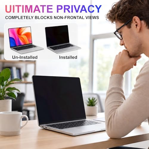 GMOC Magnetic Privacy Screen for MacBook Air 15 Inch (2023-2026, M2 M3 M4 M5), Removable Anti Glare Matte Filter for 15.3” Laptop, Blue Light Blocking Computer Privacy Screen Protector - Image 4