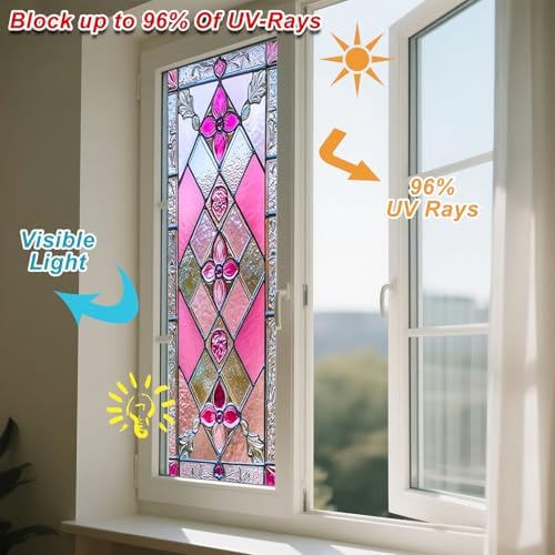 IVN Stained Glass Window Film Rose Floral 17.7x39.3 in Window Privacy Film - Image 4
