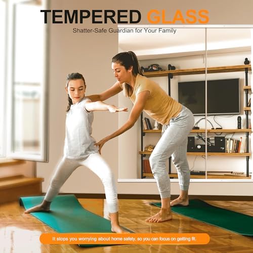 Delma Gym Mirrors for Home Gym, 54"x30" 2PCS Large Full Body Mirror, Tempered Glass Frameless Wall-Mounted Shatterproof for Workout, Yoga, Garage - Image 3
