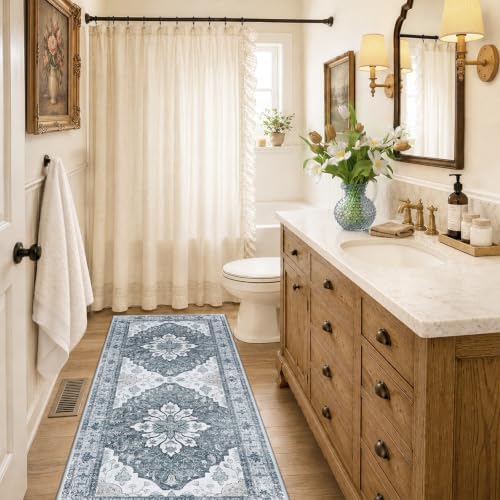 RELEANY Washable Area Rug, Runner 2'x6', Grey/White/Beige - Image 2