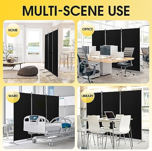 RANTILA 3 Panel Privacy Screen, 6 Ft Tall Folding Privacy Screen Room Dividers, Freestanding Room Partition Wall Dividers, 102''W x 20''D x 71''H, Black - Image 5
