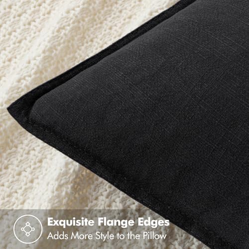 MIULEE Decorative Linen Euro Sham Pillow Covers 28x28 Inch Black - Image 2