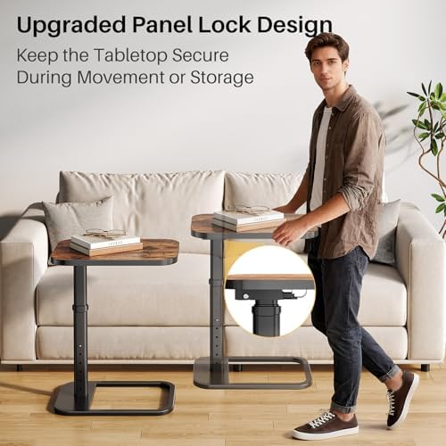 Adjustable Height TV Tray Table for Couch, Flip-Top Design - Image 5
