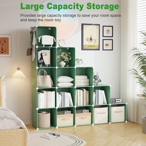 C&AHOME 16 Cube Storage Organizer Cube Shelf Units Storage Cubes, Green - Image 3