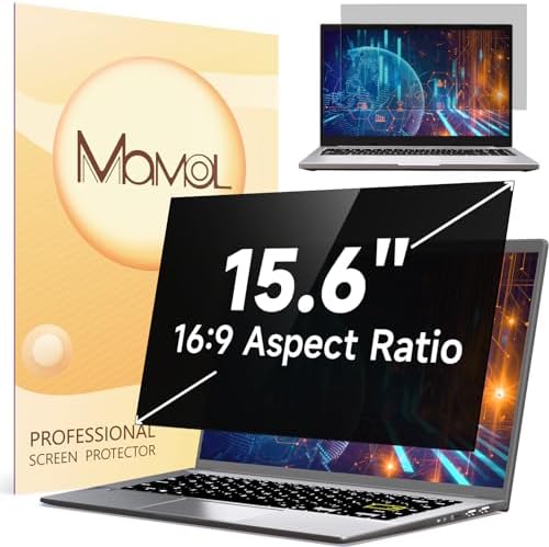 Mamol 15.6 Inch Laptop Privacy Screen Filter for 16:9 Widescreen Display, Eye Protection Anti Glare & Blue Light Filter, Privacy Screen Protector for 15.6" Laptop by Mamol