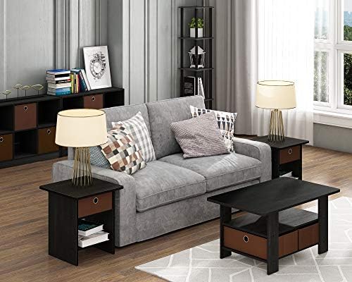Furinno BASIC Book Shelf, 6-Cube Bookshelf with Open Shelf, 3 x 2 Bookcase with Storage Bins, Closed Back, Horizontal, 11.9 x 31.6 x 23.6, for Living Room, Bedroom, Home Office, Americano - Image 2
