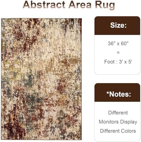 Modern Abstract 3x5 Rug, Non Slip Entryway Rug, Soft Machine Washable Rugs - Image 2