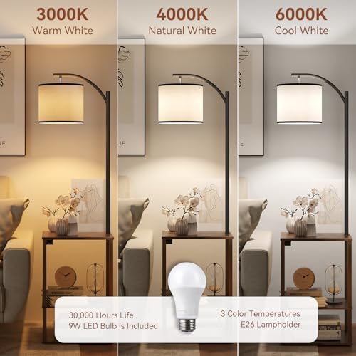 SUNMORY Floor Lamp with Table Shelves, End Side Table for Living Room - Image 4