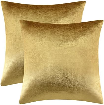 GIGIZAZA Gold Velvet Pillow Covers 18x18 Decorative Pillows Pack of 2 by GIGIZAZAFocusingonhomedecoration