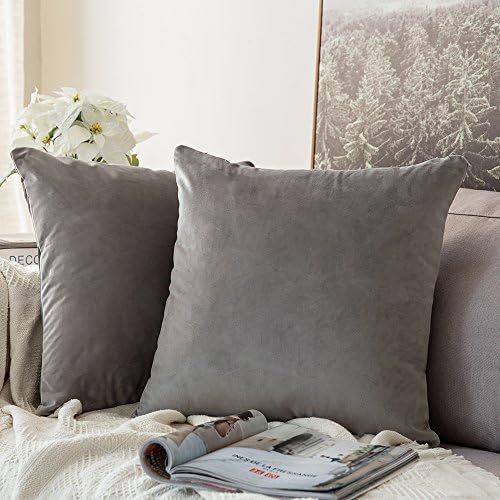 MIULEE Velvet Throw Pillow Covers 16x16 Inch Pack of 2 Grey by MIULEE