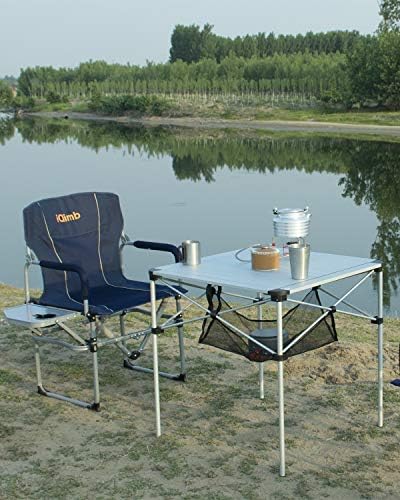 iClimb Lightweight Stable Alu. Folding Square Table Roll Up Top with Carry Bag for Camping Picnic Backyards BBQ Camp Kitchen (Silver, L) - Image 2