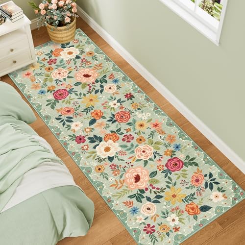 DUKINO 2x6 Runner Rug for Hallway, Washable Kitchen Rugs Non Slip, Green - Image 3