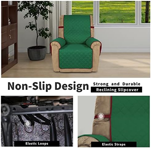 Easy-Going Reversible Couch Cover, Recliner 22 in, Green/Christmas Red - Image 3