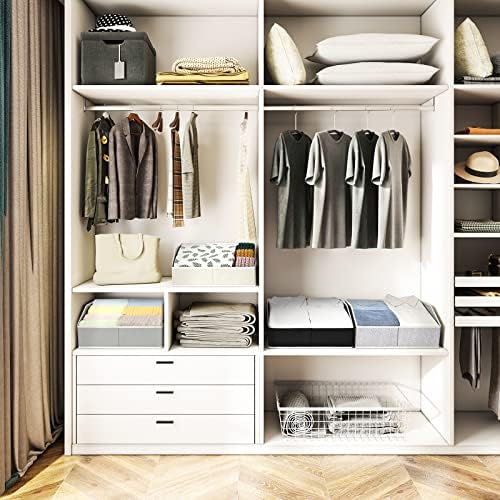 Homsorout Large Storage Bins Baskets - 6 Pack Closet Storage Cubes, Fabric Baskets for Organizing, Cube Organizer Bins with Handles, Foldable Boxes for Clothes, Towels, Grey - Image 3