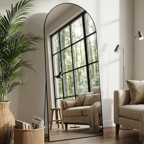 69"x28" Arched Full Length Mirror, Full Body Mirror, Black by Furnbar