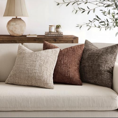 MIULEE Chenille Textured Fall Throw Pillow Covers Brown 20x20 Set of 2 - Image 4