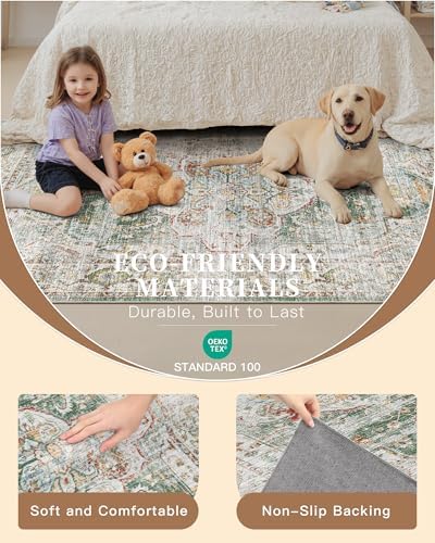 Madane Hallway Runner Rug 2x8 Washable Kitchen Rugs Non-Slip, Green - Image 5