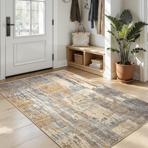Toneed 4x6 Washable Non Slip Abstract Area Rugs for Bedroom Living Room - Image 3