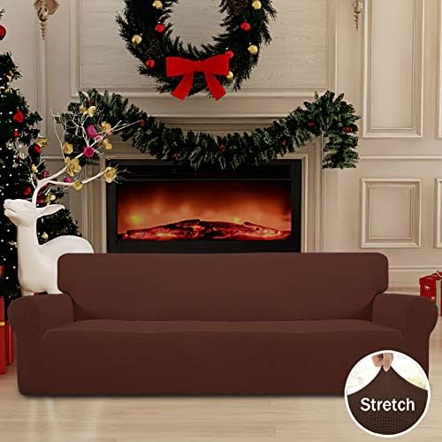 Easy-Going Stretch 4 Seater Oversized Sofa Couch Cover Coffee - Image 2