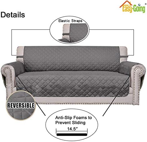 Easy-Going Reversible Couch Cover, 2 Cushion Sofa, Gray/Gray - Image 3