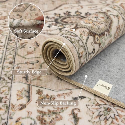 Washable 4x10 Hallway Runner Rug, Vintage Non-Slip Runner Rugs Beige - Image 6