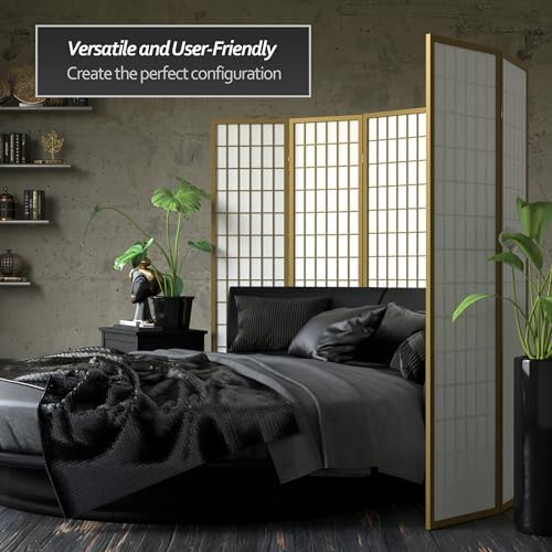 Oriental Furniture 6 ft. Tall Window Pane - Special Edition - Gold - 5 Panels - Image 3