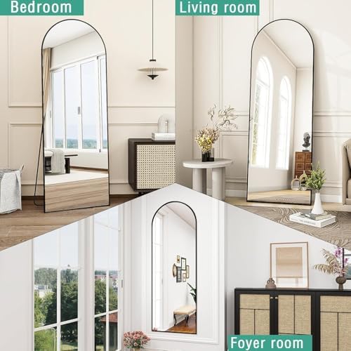 64''x21'' Arched Full Length Mirror with Stand, Full Body Mirror, Mirrors Full Length Floor Freestanding, Wall Mounted Mirrors for Bedroom Living Room Cloakroom (Black) - Image 3