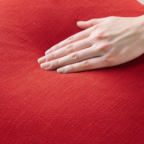 MIULEE Boho Linen Fringe Decorative Throw Pillow Covers Red 20x20 - Image 2