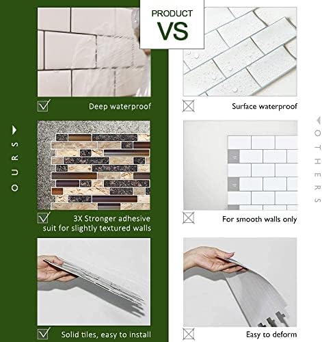 STICKGOO Thicker Design Peel and Stick Tile Backsplash, 12”×12”Stick on Backsplash for Kitchen, Self Adhesive Tile Stickers for Kitchen Backsplash and Bathroom(10 Sheets, Sand Brown) - Image 4