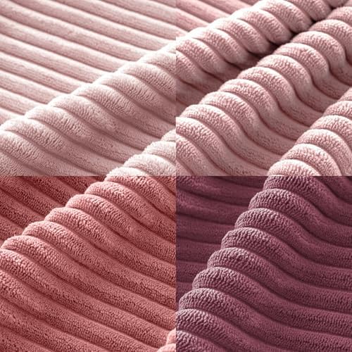 MIULEE Soft Corduroy Decorative Throw Pillow Covers Purple Pink 18x18 - Image 3