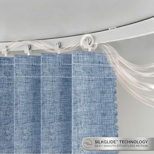 JILRON Accordion Partition Curtain with Ceiling Track - Space-Saving Room Divider, Tool-Free Installation(Blue 100" W x 84" L-Pack of 1) - Image 3