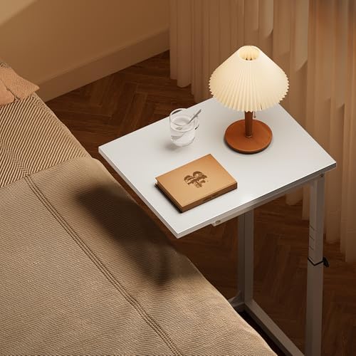 Vagusicc C Shaped End Table, 33"C Table End Table Adjustable Height, Small Side Table for Couch, Tv Tray Table for Small Spaces, Couch Table That Slide Under, Sofa Table for Living Room,Bedroom, White - Image 5
