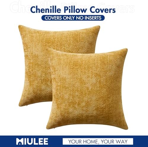 MIULEE Decorative Couch Throw Pillow Covers 20x20 in Mustard Yellow 2 Pack - Image 7