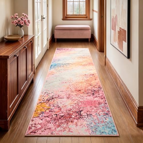 Toneed Washable 2x6 Non-Slip Abstract Runner Rug for Hallway Kitchen - Image 4