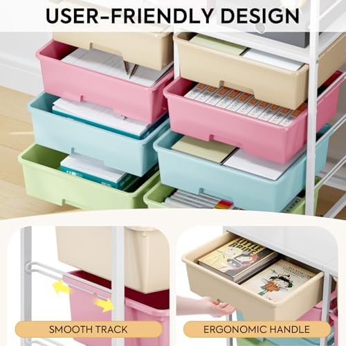 APEXCHASER Rolling Storage Cart with 8 Large Drawers,Wooden Tabletop - Image 5