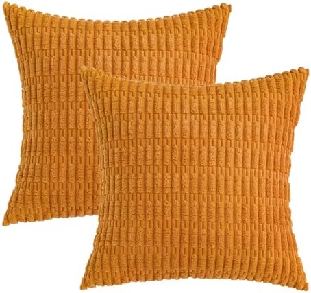 MIULEE Euro Fall Corduroy Decorative Throw Pillow Covers 24x24 Burnt Orange - Image 6