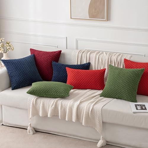 MIULEE Decorative Throw Pillow Covers 18x18 Moss Green Textured Corduroy - Image 5