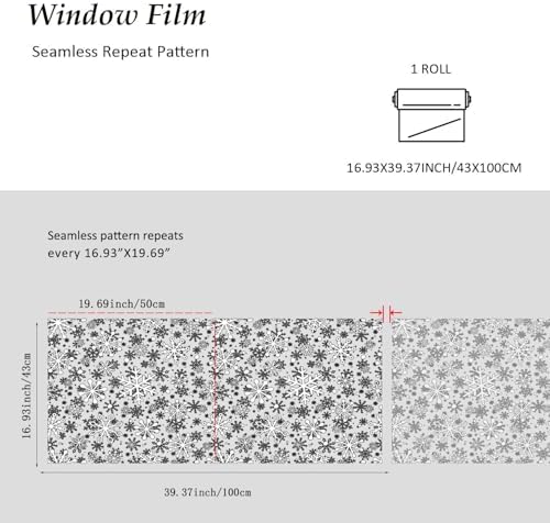 Christmas Stain Glass Window Film Christmas Snowflakes Cling Rainbow Window Film Decorative Window Clings Pure White Frosted Vinyl Static Window Stickers for Holiday Glass Windows Decor 16.9 * 39.3in - Image 3