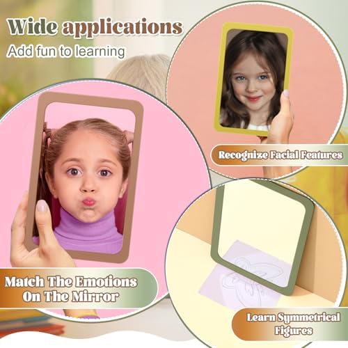 Dandat 10 Pcs 6x4 Shatter Proof Unbreakable Kids Mirrors, Earth Tone Color - Image 4