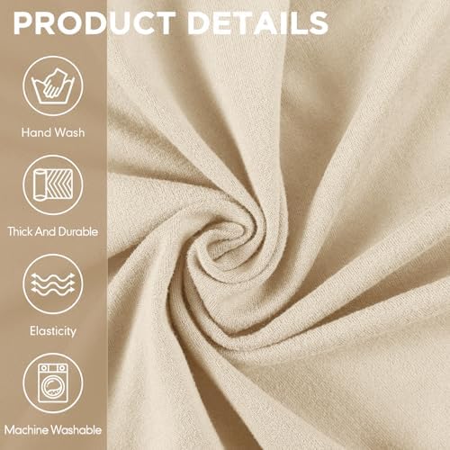 Peryiter 3 Pcs Couch and Loveseat Sofa Covers,Cream,Milk Silk - Image 5